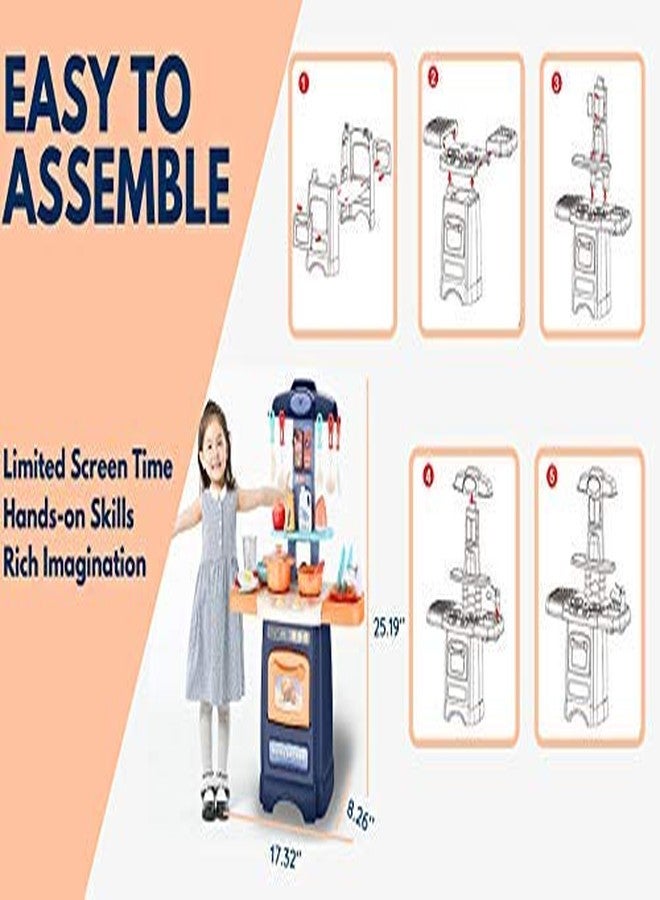 techtoy pretended 29-piece kitchen set, music,real water tap, actually fell of kitchen for your kids don,t miss it (29 pcs)-Pink - Image 5